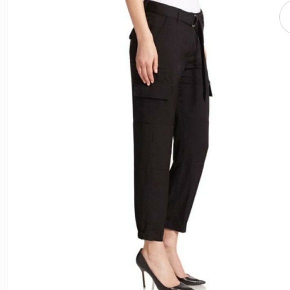 Theory Hannon black linen blend cargo pants SZ 4 NWOT - Picture 3 of 12